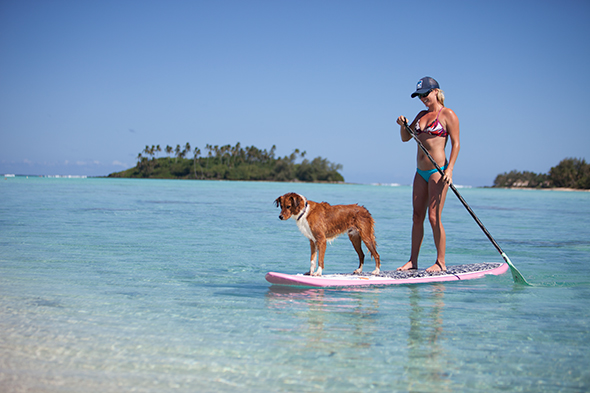 Standup paddling in the Cook Islands. Photo: Justin Bastien